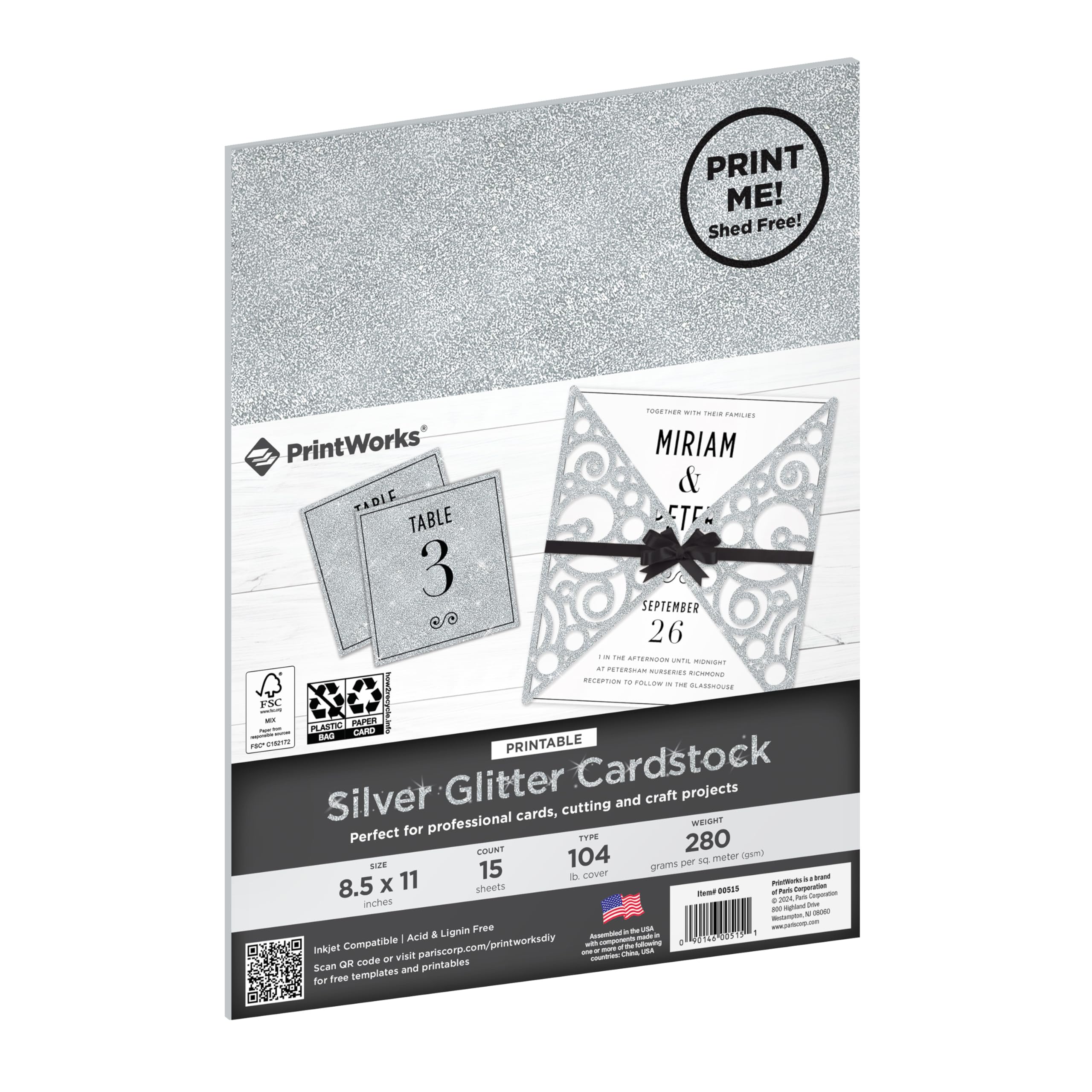 スケッチカード  バッキー Amazon.com: Printworks Printable Silver Glitter Cardstock